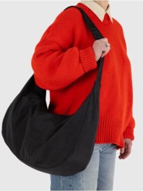 Large BAGGU Nylon Crescent Bag in Black